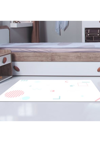 Kaymaz Dijital Mutfak & Salon Halı Trend Geometrik E5015 Beyaz