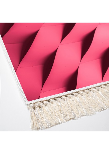Kaymaz Dijital Mutfak & Salon Halı Trend Saçaklı Geometrik E5017 Pudra