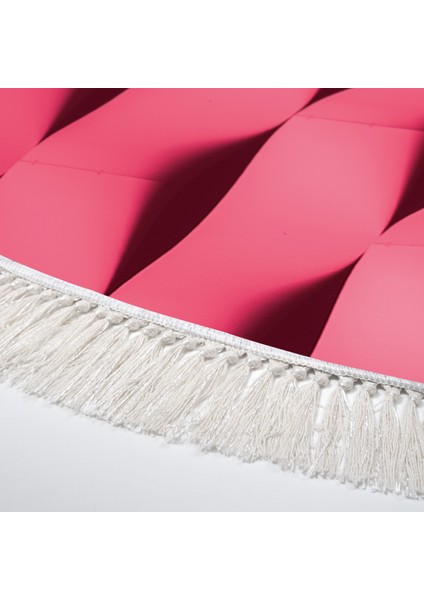 Kaymaz Dijital Mutfak & Salon Halı Trend Saçaklı Yuvarlak Geometrik E5017 Pudra