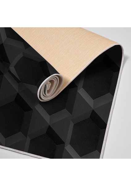 Kaymaz Dijital Mutfak & Salon Halı Yıldız Deri Geometrik E5016 Siyah fırsatları