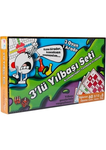 Full Yılbaşı Oyunu Seti Tombala Fırdöndü Kızma Birader 3lü Set Yılbaşı Kutu Oyunları Aile Oyunları