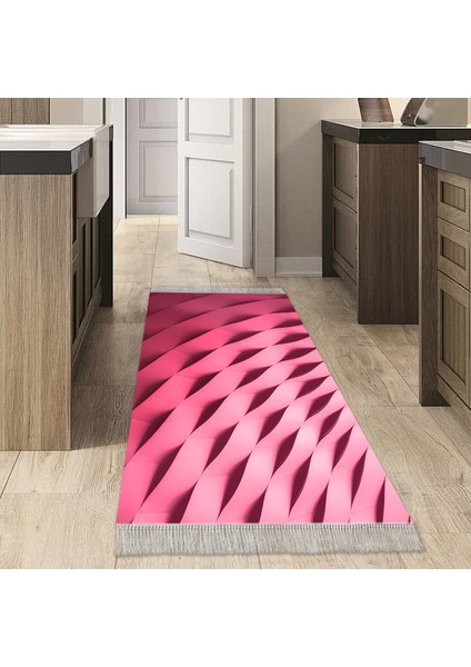 Kaymaz Dijital Mutfak & Salon Halı Star Pamuk Saçaklı Geometrik E5017 Pudra indirimleri