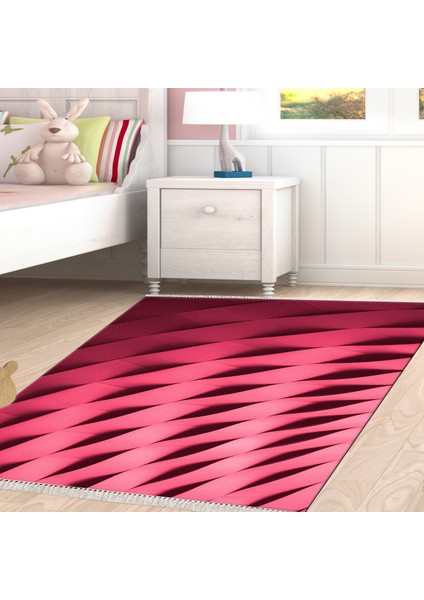 Kaymaz Dijital Mutfak & Salon Halı Star Pamuk Saçaklı Geometrik E5017 Pudra