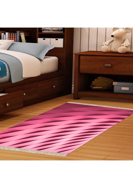 Kaymaz Dijital Mutfak & Salon Halı Star Pamuk Saçaklı Geometrik E5017 Pudra