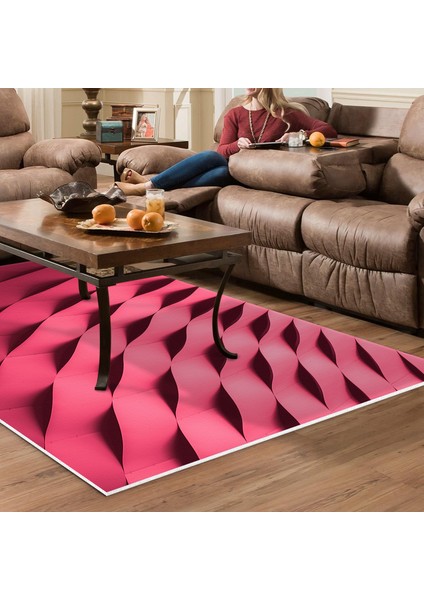 Kaymaz Dijital Mutfak & Salon Halı Yıldız Deri Geometrik E5017 Pudra