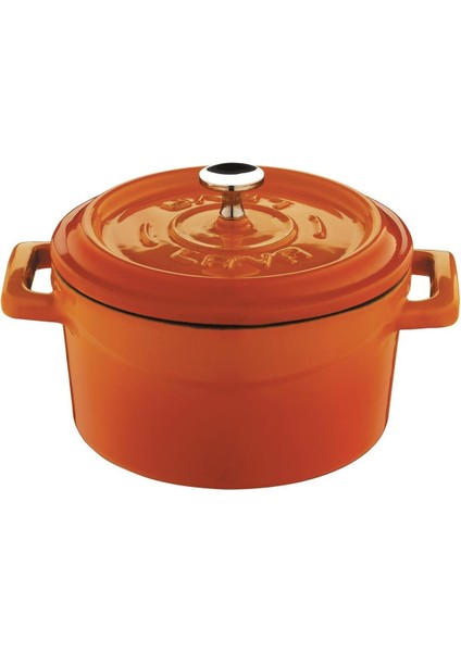 Turuncu Metal Döküm Mini Tencere, 10 Cm, 0.35 L, Renkli, Dayanıklı ve Şık Tasarım