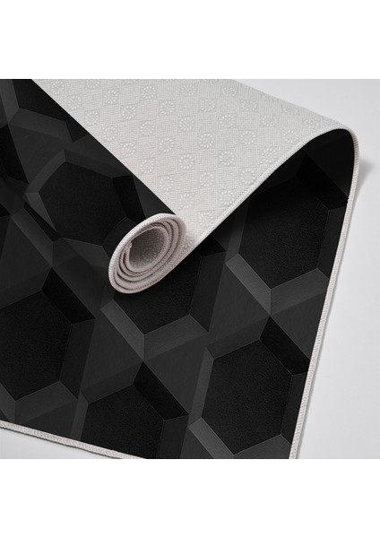 Kaymaz Dijital Mutfak & Salon Halı Trend Geometrik E5016 Siyah fırsatları