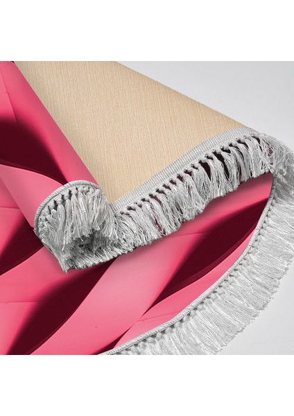 Kaymaz Dijital Mutfak & Salon Halı Yıldız Deri Saçaklı Yuvarlak Geometrik E5017 Pudra fırsatları