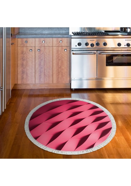 Kaymaz Dijital Mutfak & Salon Halı Yıldız Deri Saçaklı Yuvarlak Geometrik E5017 Pudra indirimleri