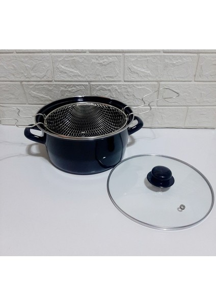 22 cm Emaye Kızartma Tenceresi, Şık ve Dayanıklı Mutfak Gereci