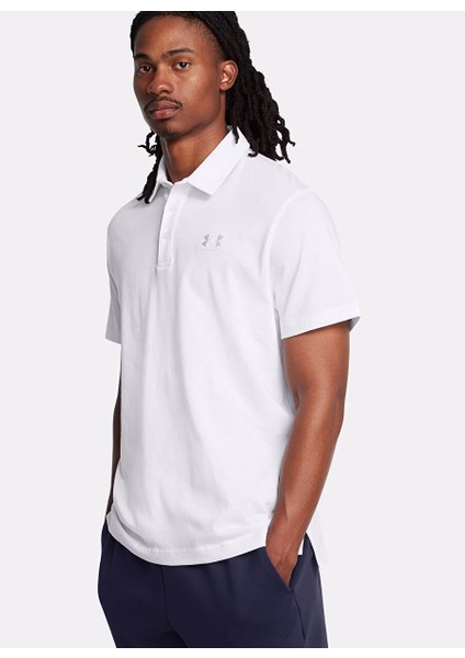 Beyaz Erkek Loose Fit Düz Polo T-Shirt 1386608-100 Ua Icon Polo