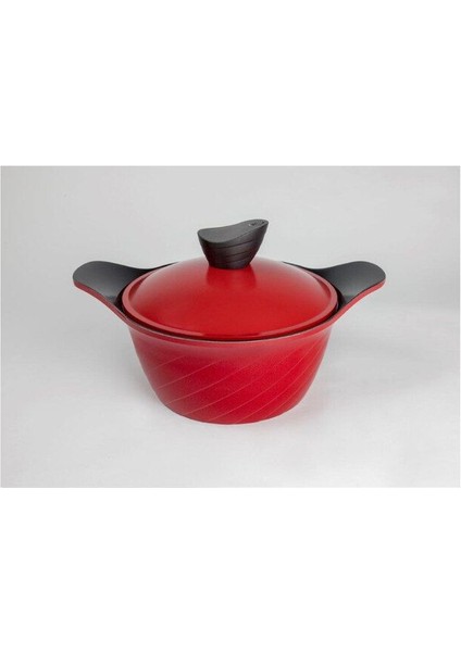 Kırmızı 20CM Alüminyum Derin Tencere, Şık ve Hafif Mutfak Gereci