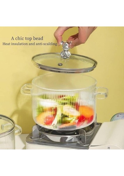 Isıya Dayanıklı Borosilikat Cam Ayıcık Figürlü Tencere 1700ML, Pinterest Stili