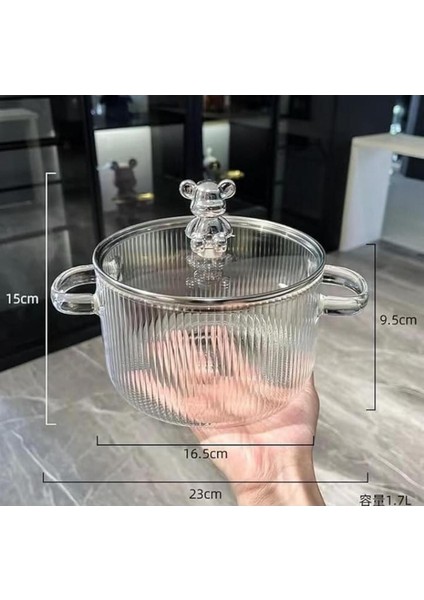 Isıya Dayanıklı Borosilikat Cam Ayıcık Figürlü Tencere 1700ML, Pinterest Stili fiyatları