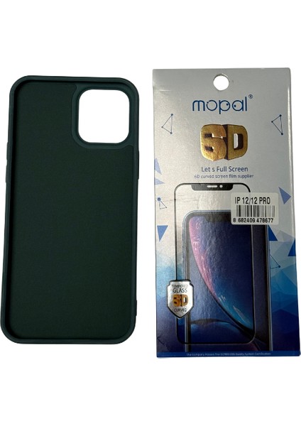 iPhone 12 Pro Koyu Yeşil Silikon Kılıf Kırılmaz Cam Hediye