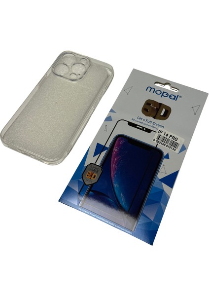 iPhone 14 Pro Şeffaf Silikon Kılıf Kırılmaz Cam Hediye