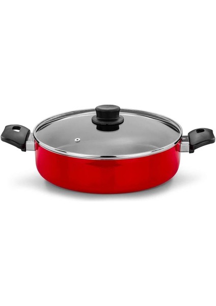 Kırmızı Ptf Basık Tencere 26 Cm, Şık ve Kullanışlı Mutfak Gereci.