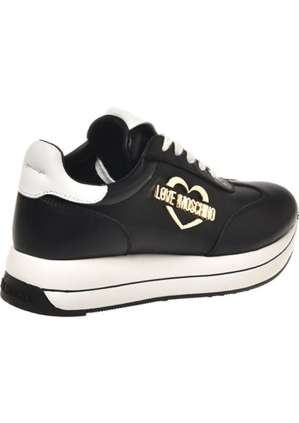 Siyah-Beyaz Kadın Deri Sneaker JA15074G1HIA100A