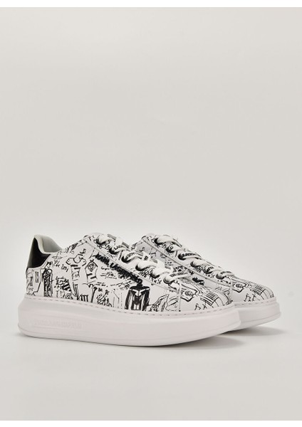 Siyah - Beyaz Kadın Deri Sneaker KL62569011