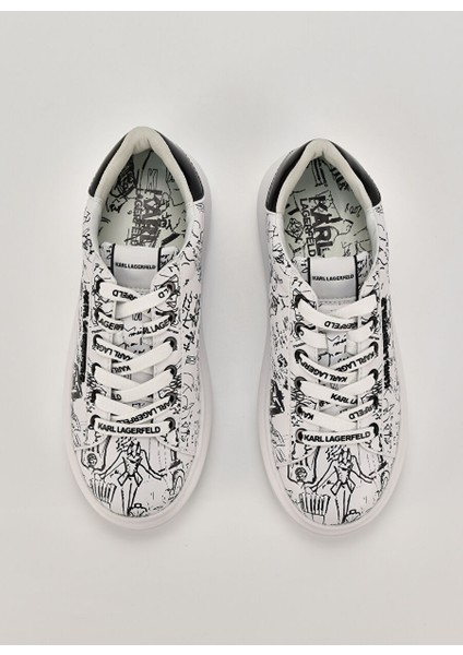 Siyah - Beyaz Kadın Deri Sneaker KL62569011
