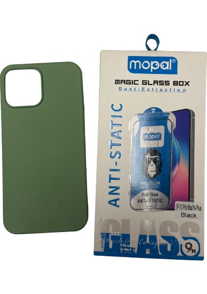 iPhone 13 Pro Max Yeşil Silikon Kılıf Kırılmaz Cam Hediye