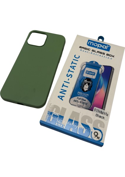 iPhone 13 Pro Max Yeşil Silikon Kılıf Kırılmaz Cam Hediye modelleri