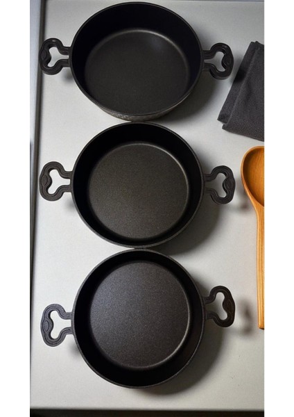 Şık Siyah Granit Tencere Seti, 3'lü, Dayanıklı ve Kullanışlı Mutfak Gereçleri