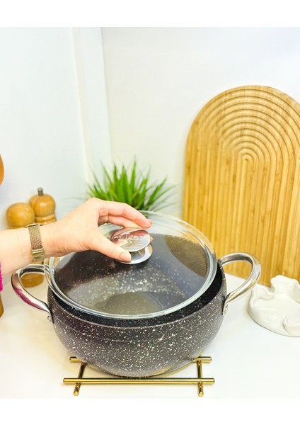 20 cm Ultra Granit Kaplama Derin Tencere, Fırına Uygun, Dayanıklı ve Şık Tasarım