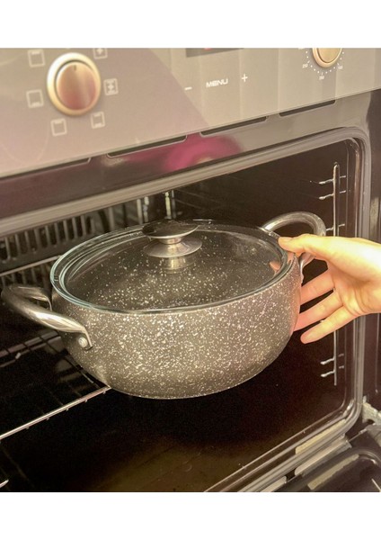 20 cm Ultra Granit Kaplama Derin Tencere, Fırına Uygun, Dayanıklı ve Şık Tasarım