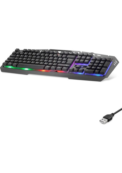 Kablolu Klavye Q Rgb Raınbow Gri OKW213G