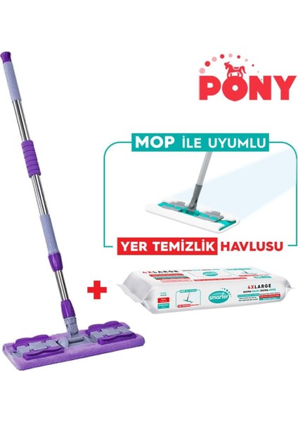 Pratik Mikrofiber Temizlik Seti, Havlu ve Kıskaçlı Paspas Hediye