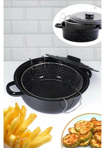 Siyah Emaye 23 cm Cips ve Kızartma Tenceresi fiyatları
