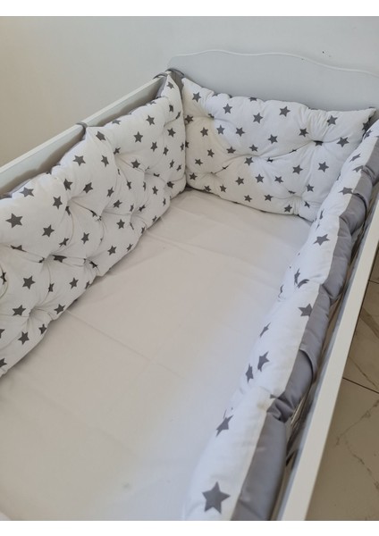 80X140 Beşik Uyumlu 4 Parça Beşik Kenar Koruma Takımı – %100 Pamuk – Yıkanabilir