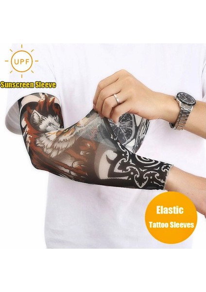 2'li Giyilebilir Tattoo - Çorap Tattoo - Giyilebilir Dövme - Bez Tattoo - Bez Dövme - Esnek Yapay Tattoo - Çorap Dövme Kol 2 Adet