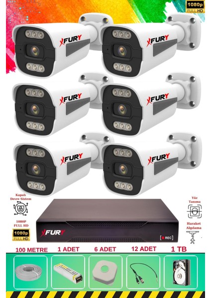 6 Kameralı 6 Warm LED Gece Renkli Görüş-Cepten Izle-Su Geçirmez Güvenlik Kamera Seti 1tb fiyatları