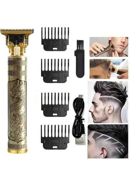 Vintage T9 - Trimmer Profesyonel Şarjlı Saç Sakal Vücut Tıraş Makinesi