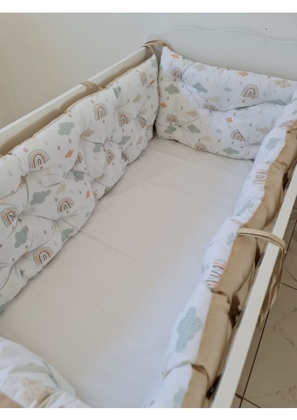 80X140 Beşik Uyumlu 4 Parça Beşik Kenar Koruma Takımı – %100 Pamuk – Yıkanabilir
