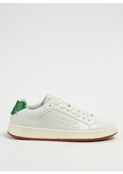Beyaz-Yeşil Erkek Deri Sneaker Shacbtl