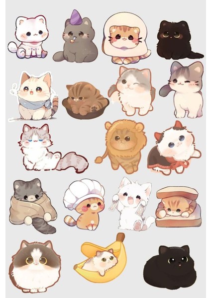 Kedi Sticker Telefon Laptop Notebook Tablet Defter Matara Stiker Etiket ST1362