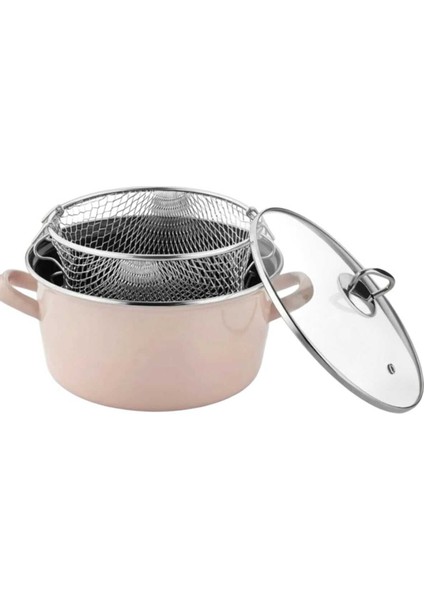 Pudra Emaye Kızartma Tenceresi 24 cm 4,5 L
