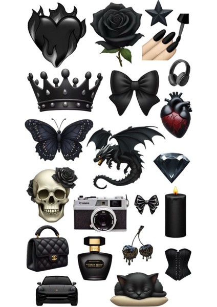 Gotik Sticker Telefon Laptop Notebook Tablet Defter Matara Stiker Etiket ST1579