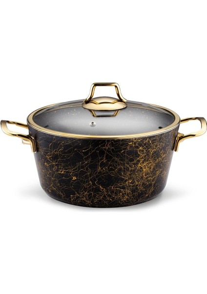 Derin 26 cm Granit Tava, Dayanıklı ve Şık Mutfak Gereci, Siyah Renkli.