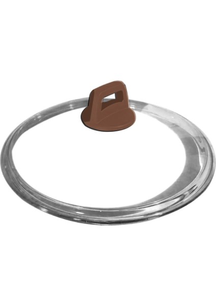 24 cm Şeffaf Cam Kapak, Cappuccino Tepeli, Kahverengi, Dayanıklı ve Şık Tasarım