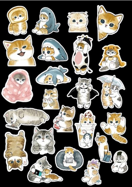 Kedi Sticker Telefon Laptop Notebook Tablet Defter Matara Stiker Etiket ST1034