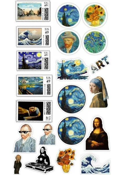 Van Gogh Sticker Telefon Laptop Notebook Tablet Defter Matara Stiker Etiket ST1415