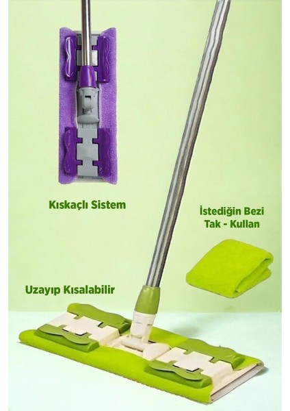 Pratik Mandallı Mop, Yer, Fayans ve Duvar Temizlik Aracı