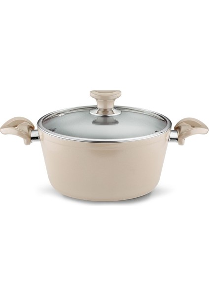 Seramik Derin 20 cm Tencere Bej, Dayanıklı ve Şık Mutfak Gereci