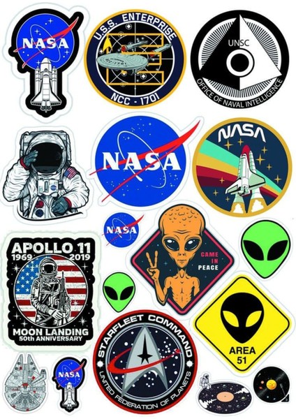 Nasa Sticker Telefon Laptop Notebook Tablet Defter Matara Stiker Etiket ST1208