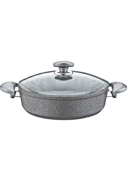 2 Parça Bio Granit Tencere Seti, Cam Kapak, 22X7 Cm, 2.3 Litre, Gri modelleri