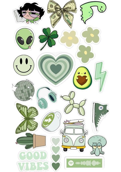 Popüler Yeşil Sticker Telefon Laptop Notebook Tablet Defter Matara Stiker Etiket ST1342